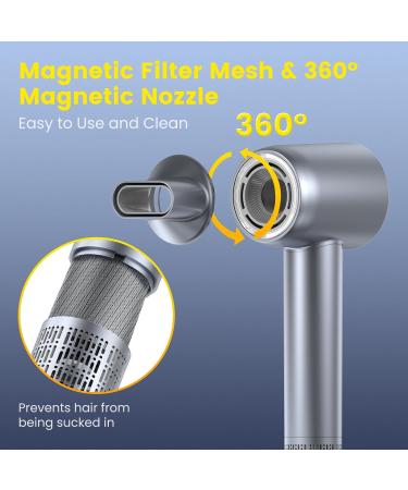 Buy 110 000RPM Ionic Hair Dryer - Fast Drying Low Noise LED Display Portable with Magnetic Nozzle | International Shipping Available - Buy Online on GoSupps.com