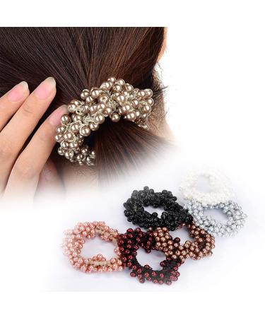 Elastic Hair Ties & Scrunchies - 6-Piece Art Pearl Hair Bands for Women Girls & Kids - Stylish Hair Jewelry - Buy Online on GoSupps.com