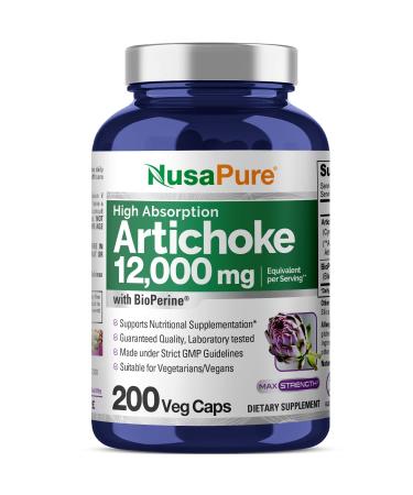 NusaPure Artichoke 20:1 Extract 600 mg Equivalent to 12 000mg 200 Veggie caps (Non-GMO Gluten Free)