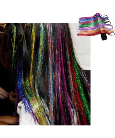 Mcoser Red Hair Tinsel Extensions 1200 Strands Holographic Sparkle Glitter Highlights Hairpieces Shiny Straight Hair Extensions for Women Girls Party Cosplay - Buy Online on GoSupps.com
