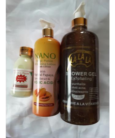 OBBBeaut Whitening and brightening range: Nano milk 500ml Magic Derma serum 120ml Lalala brown shower gel 1000ml