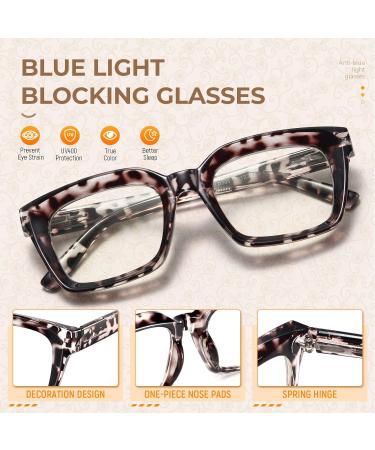 IBOANN Blue Light Glasses 3 Pack - Anti Eye Strain Computer Gaming Eyeglasses for Women & Men - Fashion Oversized Square Frame (Light Black, Leopard, Transparent) - Buy Online on GoSupps.com
