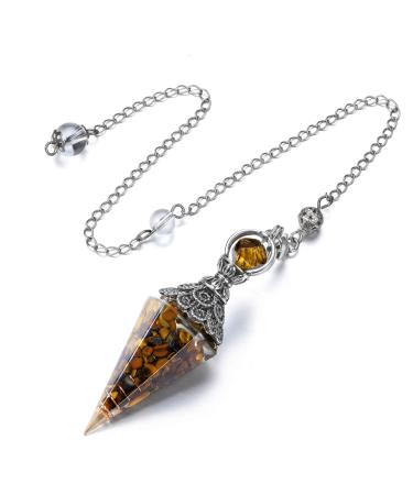 Go jewelry gem stone pendulum pendulum pendulum pendant with chain for Reiki healing dowsing scrying balance bracelet (tiger eye)