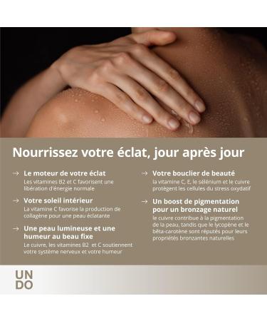 G lules autobronzantes - B ta-Carot ne Acide Hyaluronique Lycop ne Cuivre S l nium pour une peau Radieuse et Hydrat e - Undo Bronzan pour 60 jours par Sensilab - Buy Online on GoSupps.com