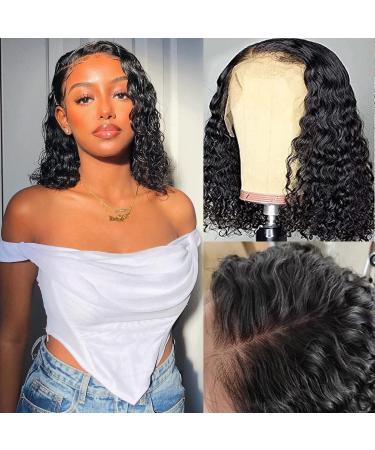 Shushimei Bob Wig Human Hair 13x4 HD Lace Front Wigs Human Hair Pre Plucked Lace Frontal Short Bob Wigs Human Hair for Black Women Bob Water Wave Wig Human Hair Natural Black Color 180% Density 12 Inch 12 Inch Natural Bl...