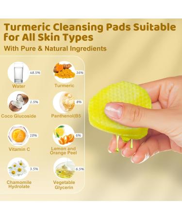 80pcs Turmeric Cleansing Pads for Face - Exfoliating Vitamin C & B5 Infused Makeup Remover & Scrub Wipes - Buy Online on GoSupps.com