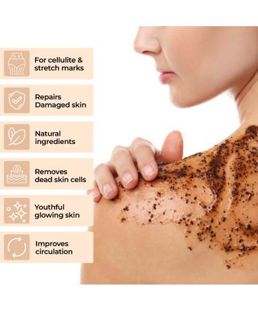 Flawsome 100% Natural Organic Arabica Ground Coffee Cellulite Reducing Body Scrub by Skin and Senses (11.5oz) With Vitamin E Carrot Seed Oil and Coconut Oil - Buy Online on GoSupps.com