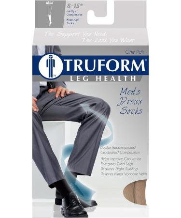 Buy Truform Compression Socks 8-15 mmHg for Men | Knee High Dress Socks in Tan Large - Pack of 5 - Buy Online on GoSupps.com