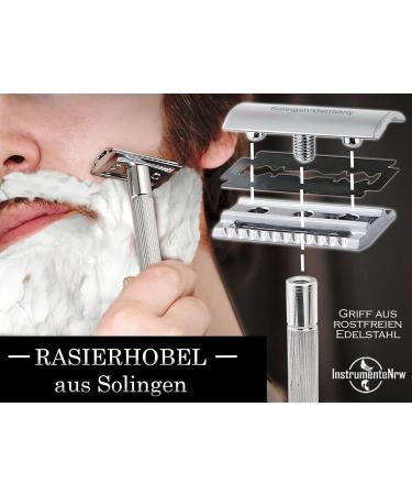 Solingen Razor for Men - German Closed Comb Safety Razor with 10 Blades - Premium Stainless Steel Beard Care - Buy Online on GoSupps.com