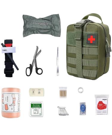 First aid set medical tactical bag medical bag for camping hunting hiking at home car and adventure trauma kit military combat survival everyday carry bleeding control green