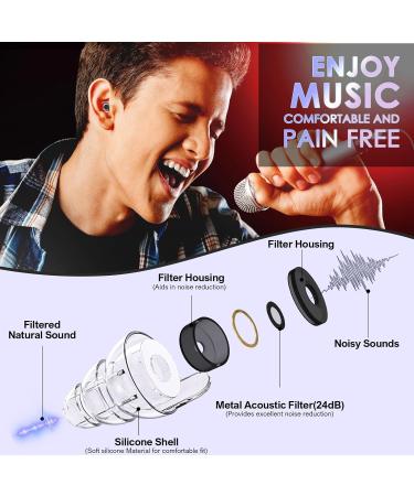 High Fidelity Concert Ear Plugs - Reusable Musicians Earplugs for Festivals DJs & Nightclubs - 24dB Noise Reduction (2 Pairs) - Black - Buy Online on GoSupps.com