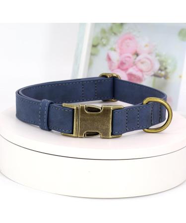 Didog Blue Leather Dog Collar for Small & Medium Dogs | Soft Durable Adjustable with Quick Lock Metal Buckle - Buy Online on GoSupps.com