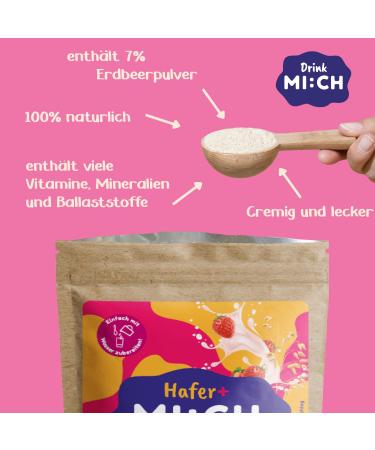 Drink Mi: CH Vegan Strawberry Oat Drink Powder 250g - Make 2L Caffeine-Free No Added Sugar 85% Less Packaging Waste - Buy Online on GoSupps.com