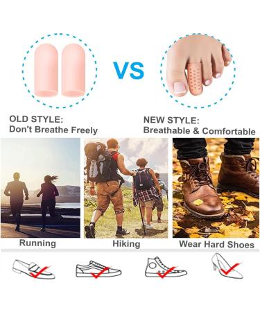 Protective Silicone Toe Caps (14 Pieces) - Breathable Gel for Corns Calluses & Bubbles - Small & Large Sizes - Beige - Buy Online on GoSupps.com