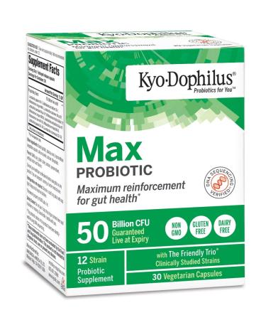 Kyolic Kyo-Dophilus Max Probiotic 50 Billion CFU 30 Vegetarian Capsules