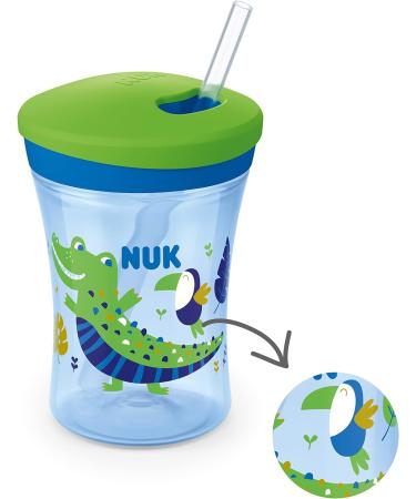 NUK Action Cup Toddler 12+ Months | Chameleon Effect | Leak-Proof Straw Cup | BPA-Free | Crocodile Green 230ml - Buy Online on GoSupps.com