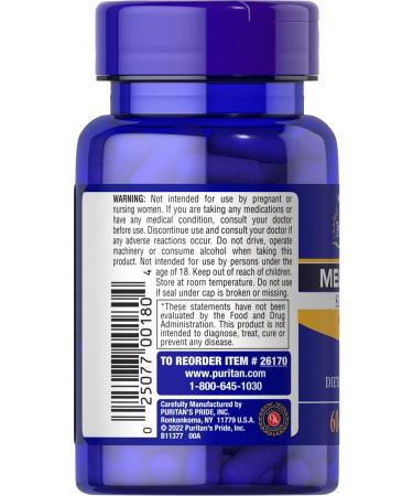 Puritan's Pride Melatonin 12 mg Capsules 60 Count - Buy Online on GoSupps.com
