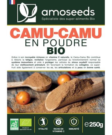Camu-camu en poudre BIO 250G | 125% apports en Vitamine C | 100% Naturel et Pur | Immunit Vitalit Antioxydant | Sans OGM sans Conservateurs | Qualit Sup rieure - Buy Online on GoSupps.com
