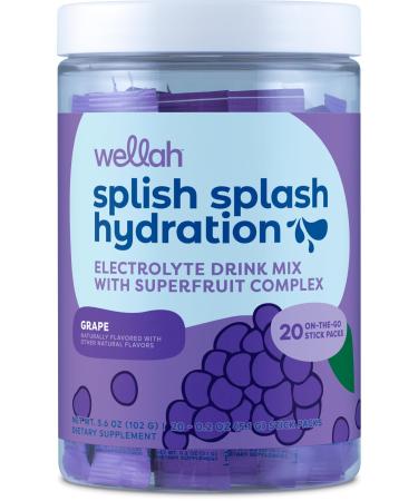 Splish Splash Hydration (Grape Flavor) 20 Stick Packs - Electrolyte Drink Mix with Superfruit Complex