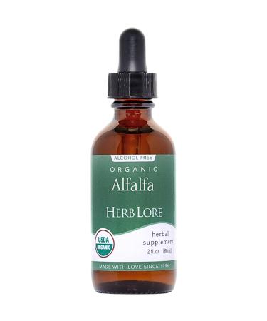 Herb Lore Organic Alfalfa Leaf Tincture Alcohol Free Liquid Herbal Support Supplement Drops for Pregnancy Lactation & Overall Wellness (2 fl oz) 2 Fl Oz (Pack of 1)