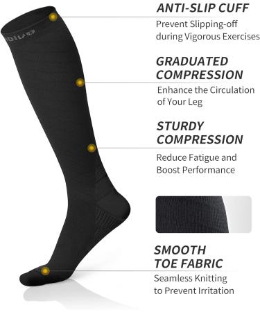 Cambivo Compression Stockings for Men & Women - 2 Pairs of Support Socks for Running Sports Travel Cycling (L-XL Black) - Buy Online on GoSupps.com