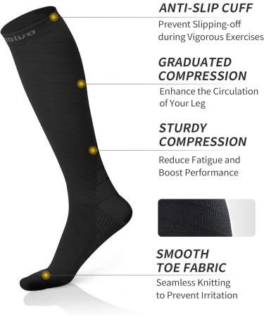 Optimized Cambivo Compression Stockings for Men & Women - 2 Pairs of Support Socks for Running Travel & Sports - Size S-M Black - Buy Online on GoSupps.com