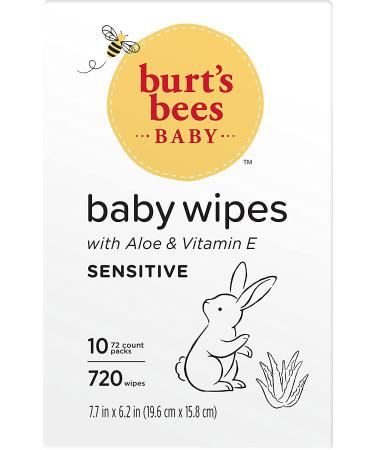 Burt's Bees Unscented Baby Wipes - 720 Count Pack, Hypoallergenic & All Natural with Aloe & Vitamin E - Fragrance Free Towelettes for Sensitive Skin - Buy Online on GoSupps.com