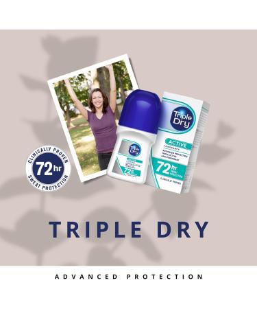 Triple Dry Women Active Fragrance Anti-Perspirant Roll On 50ml - 72-Hour Protection - Fights Odour - Clinically Proven - Female Roll On - Buy Online on GoSupps.com
