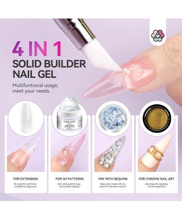 Saviland Solid Builder Nail Gel - 60g Large Capacity 3D Nail Gel Sculpting Gel for Nail Art Non-Sticky Hand Hard Gel Carving Gel Nail Extension Gel with Sequins Chrome Nail Powder DIY at Salon Home - Buy Online on GoSupps.com