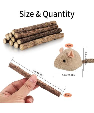 Newoutset 33 Pcs Cat Catnip Sticks Cat Catnip Chew Toys Natural Silvervine Matatabi Catnip Sticks Toys Cat Kitten Teething Toys Sticks for Cat Kitten Teeth Cleaning Including 3 x Cat Mouse Toy - Buy Online on GoSupps.com