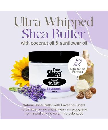 True Shea Lavender Whipped Butter 8 oz - Natural Skincare Must-Have with Raw Shea, Sunflower Oil, Coconut Oil - No Parabens - Buy Online on GoSupps.com
