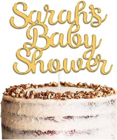 Personalised Baby Shower Cake Topper - Custom Name Decoration in Gold | KreateSquare - Buy Online on GoSupps.com