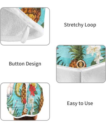 Super Absorbent Pineapple Blue Hair Towels 2 Pack | Quick Dry Hair Turbans for Women & Girls - Buy Online on GoSupps.com