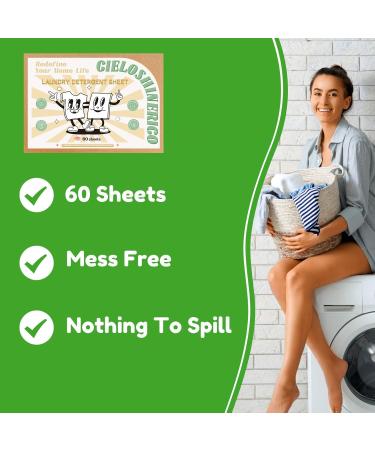 Eco-Friendly Laundry Detergent Sheets - Fresh Scent for Home Dorm Travel & Camping | 120 Loads 60 Sheets - Buy Online on GoSupps.com