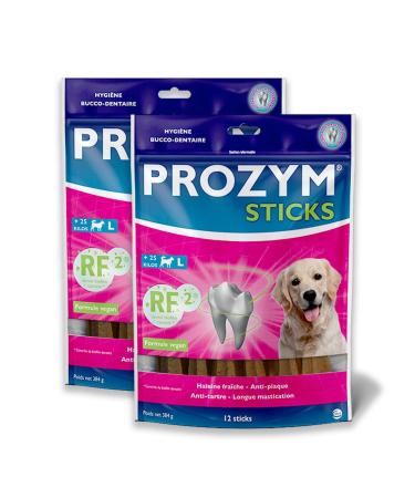 PROZYM RF2 Pack 2x12Sticks - Special Natural Dental Hygiene - Recommended by Veterinarians - Vegan Formula for Dogs - 24 Stickcks (+25kg)