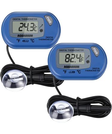 2 pieces digital aquarium thermometer LCD water temperature thermometer water Terrarium Temperature display sensor probes thermometer with suction cup for turtle fish