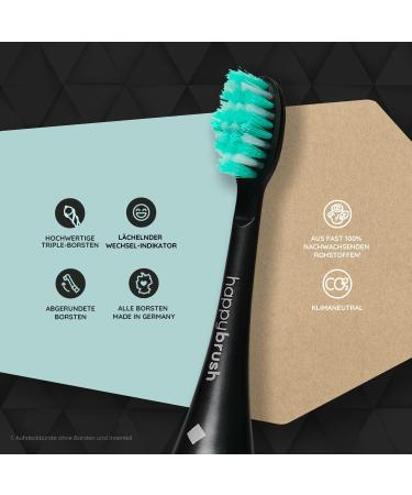 Happybrush Sustainable Electric Toothbrush Brush Heads Eco VIBE 3 - Black/Mint | 3x3 Pack | Eco-Friendly Oral Care - Buy Online on GoSupps.com