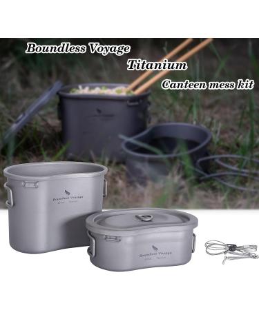Titanium Camping Pots Set with Hanging Ring - Ultralight Portable Cookware Set for Outdoor Hiking and Backpacking - Buy Online on GoSupps.com