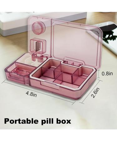 Travel Pill Organizer with Cutter & Crusher - Pocket Size Medicine Holder for Vitamins & Supplements - Pink - Buy Online on GoSupps.com