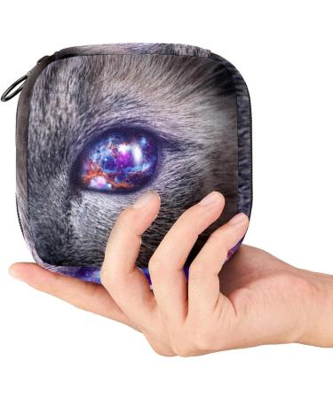 Mysterious Cat Eye Purple Galaxy Sanitary Napkins Storage Bag | Portable Menstrual Cup Pocket for Teen Girls & Women - Buy Online on GoSupps.com