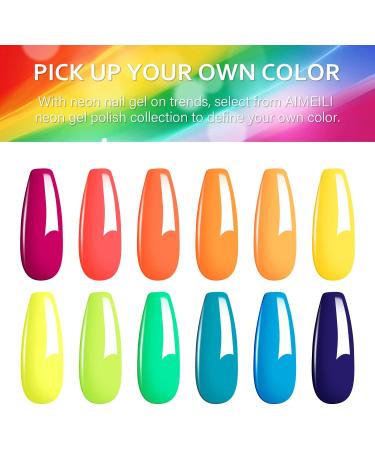 AIMEILI Neon Gel Nail Polish Set 8ml 12 Colours Spring Summer Pink Red Orange Green Blue Purple Gel Polish Soak Off UV LED Gel Nail Polishes Nail Art Gel Polish Gift Kit 23 KIT12-23_8ML 8 ml (Pack of 12) - Buy Online on GoSupps.com