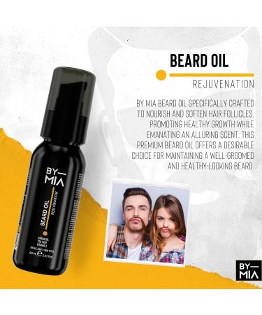 BY MIA Beard Oil Rejuvenation 60ml | Argan Oil Tea Tree Vitamin E | All Hair & Skin Types | Nourishes & Hydrates | Promotes Growth & Health | Gentle Formula - Buy Online on GoSupps.com