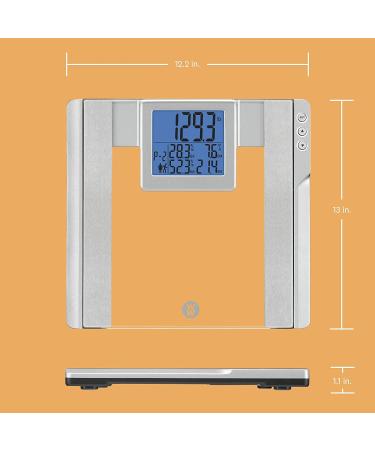 WW Scales by Conair Body Analysis Glass Bathroom Scale - 4 User Memory, 400 Lbs. Capacity, Silver with Blue Backlight - Buy Online on GoSupps.com