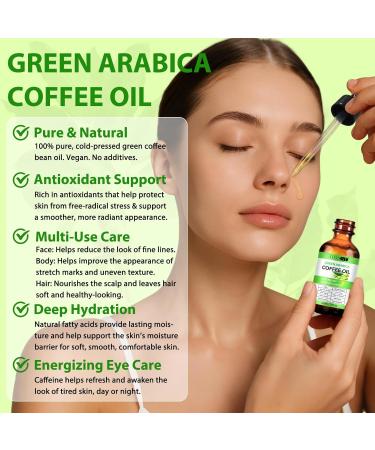 Moulis Green Coffee Bean Oil Organic Green Coffee Oil for Cellulite Skin Face Body & Hair - Reduces Puffiness Dark Circles Stretch Marks Skin Tightening Cold-Pressed (2 Fl Oz (Pack of 1)) - Buy Online on GoSupps.com