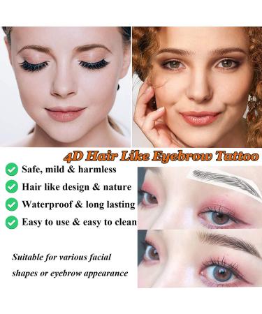 77Pairs 4D Hair-Like Eyebrow Tattoo Stickers - Waterproof Natural Fake Eyebrow for Women/Girls (Brown) - Buy Online on GoSupps.com
