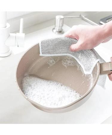 Graceful Double Stainless Steel Scrubber Miracle Cleaning Cloth 2-in-1 Double Stainless Steel Scrubber Non Scratch Wire Cleaning Dishcloth Dishwashing Rags for Wet and Dry (10PCS) - Buy Online on GoSupps.com