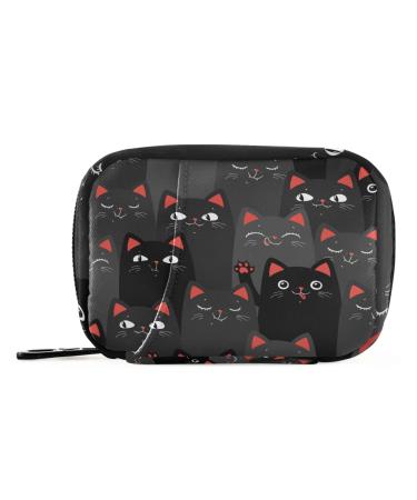Naanle Black and Grey Cats Pill Box 7 Day Pill Case Travel Pill Organizer Bag with Zipper Portable Weekly Case Compact Size for Vitamin Supplement Holder