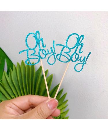 ALISSAR 24-Pack Glitter Blue Oh Boy Cupcake Toppers Cupcake Topper Picks for It'a A Boy Baby Shower Party Decoration Supplies - Buy Online on GoSupps.com