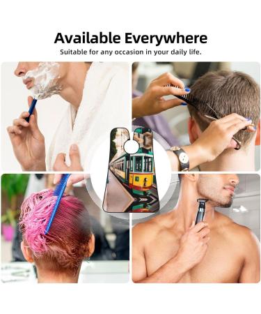 Lisbon Tram Pattern Beard Bib Apron for Men | Beard Hair Catcher & Shaving Cape Cloth | Black Beard Trimming Tool - Buy Online on GoSupps.com