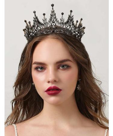SWEETV Rhinestone Queen Crown - Wedding Tiara for Bride, Crystal Costume Hair Accessories for Prom & Quinceanera in Black - Buy Online on GoSupps.com